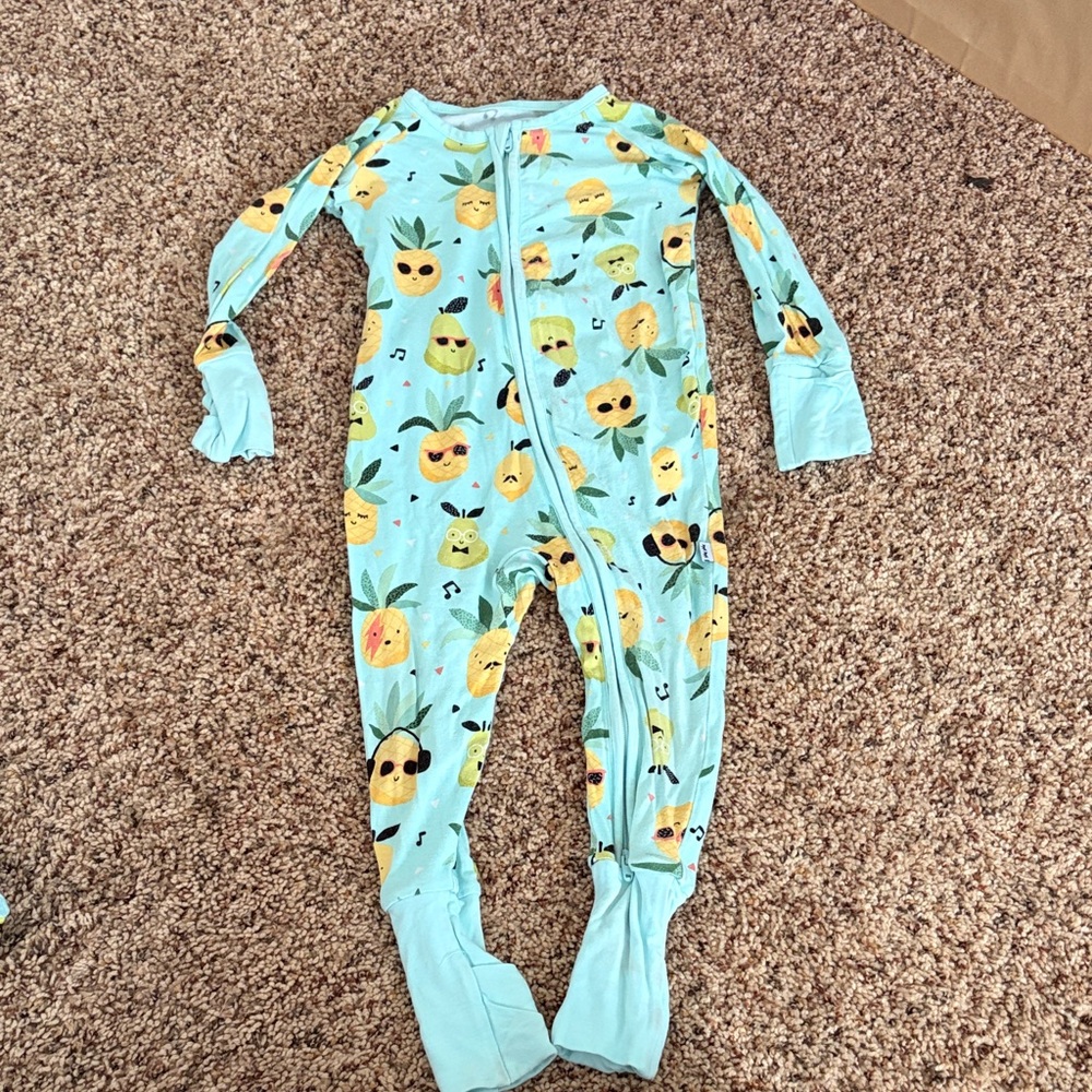 Little Sleepies Aqua Pineapple Kids Footie